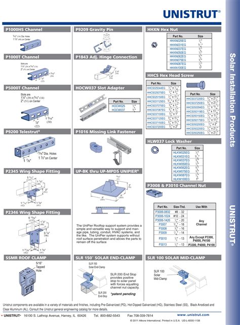 unistrut product catalogue.